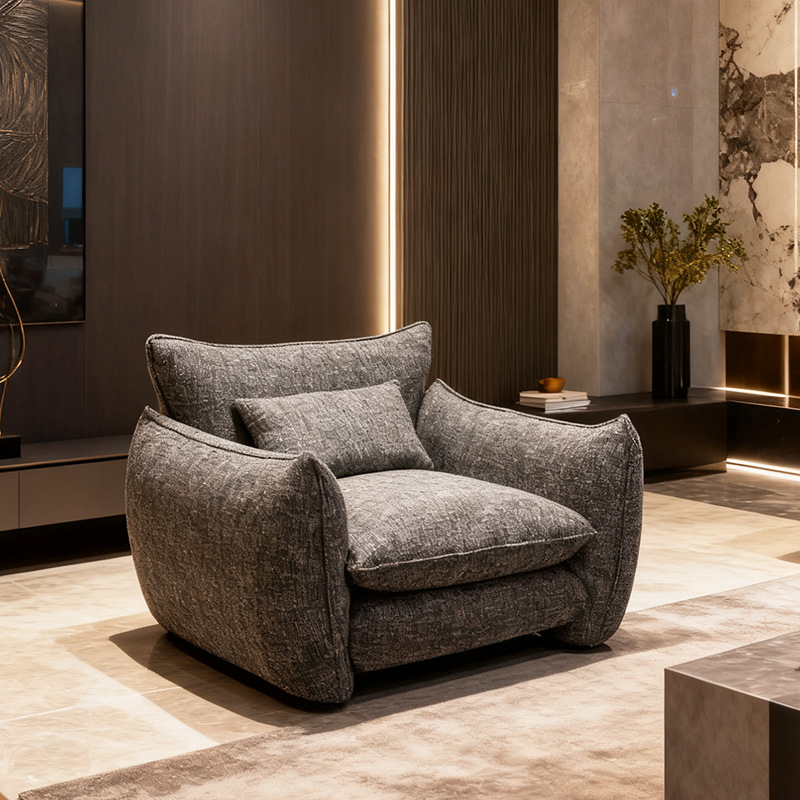 Living Room Sofa Chair, French Retro Style, Simple and Comfortable, Thickened, Lazy Single Chair for Small Apartments, Swivel Single Chair