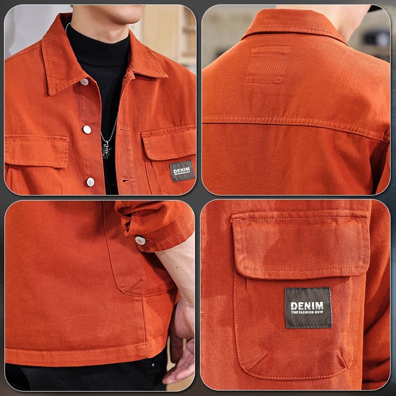 Men's Style Cool Denim Jacket Trendy Workwear Casual Shirt With Lapel Spring Autumn New Style_viptrois.com