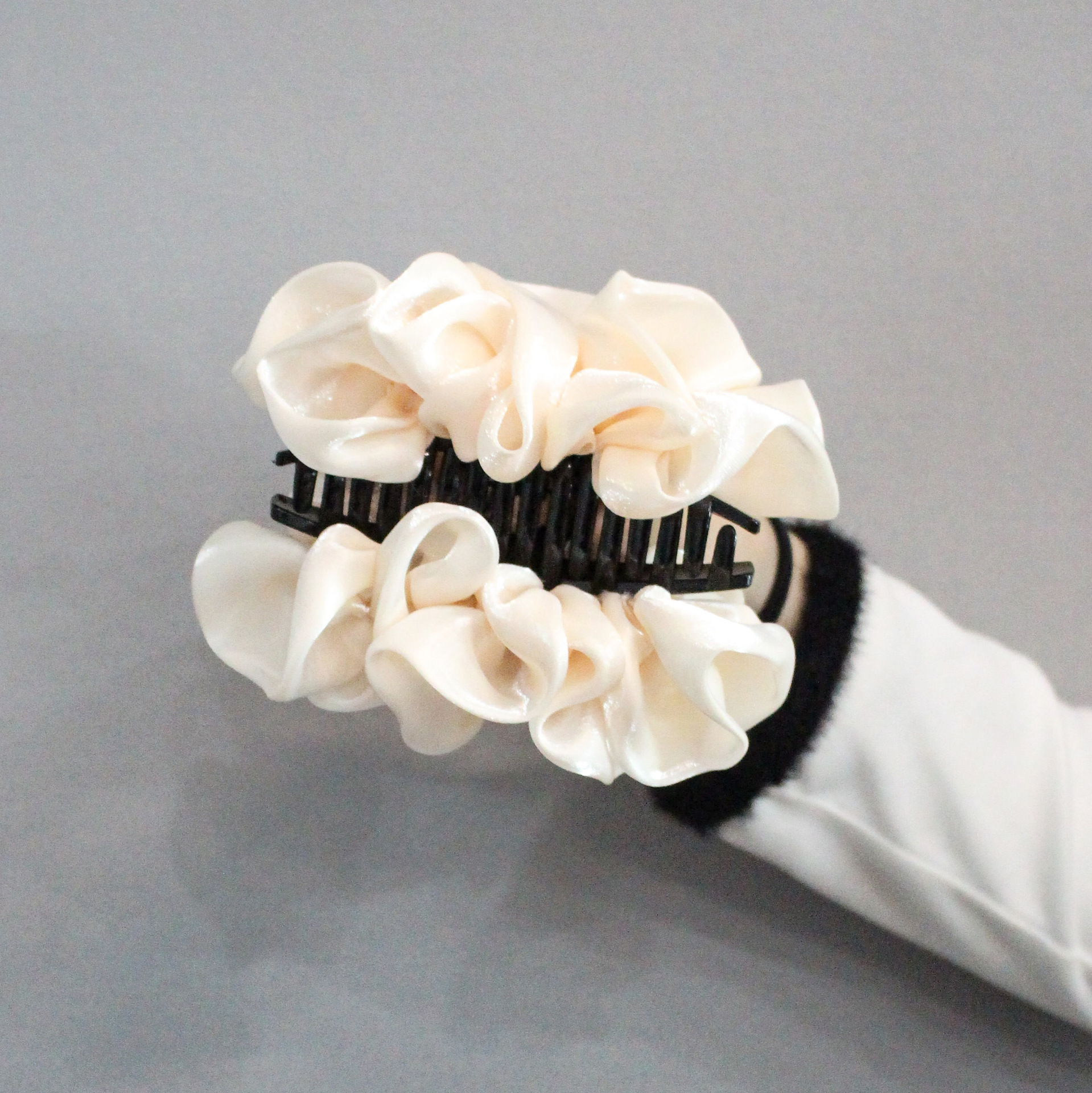 超仙云朵花边发夹抓夹大号百搭夏季网纱发夹女后脑勺气质盘发抓夹