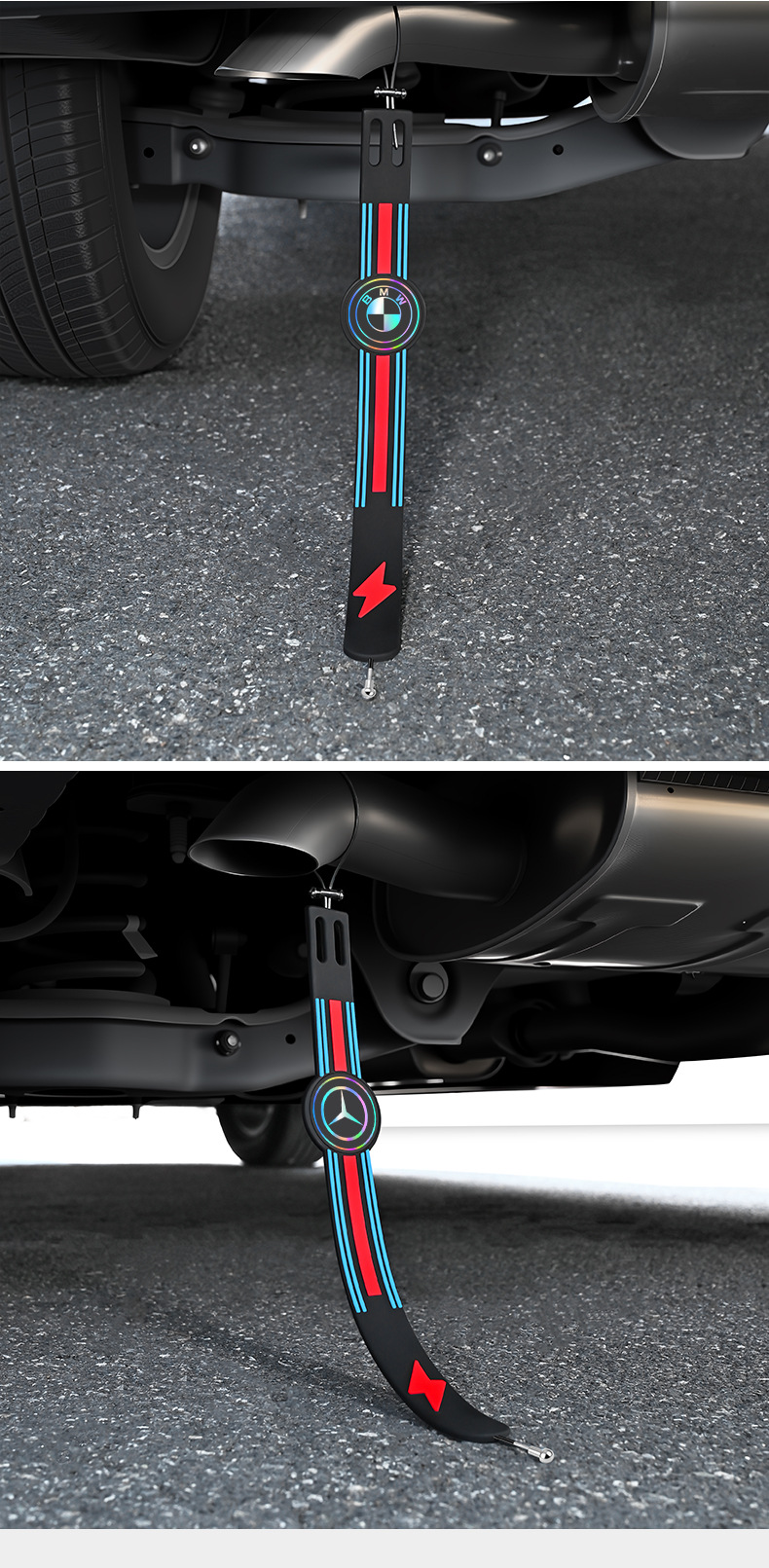 Reflective Anti-Static Strap for Cars, Static Elimination and Release Tool, Grounding Strip, Exhaust Pipe Anti-Static Rope