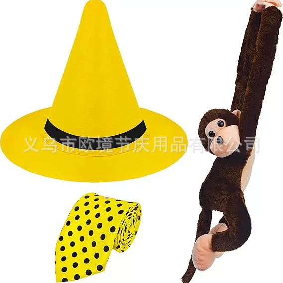 Halloween Party Decoration Curious Monkey Character Decoration Mr. Yellow Hat Theme Party Cosplay Costume Props