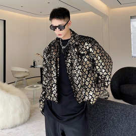 发型师亮片西装男短款痞痞男装设计感小众ins潮网红歌手炸街外套