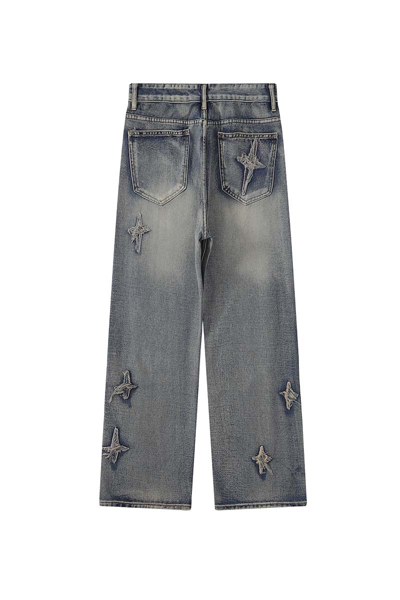 Distressed Flared Jeans For Men Vintage Washed Casual Denim Trousers_voghion.com