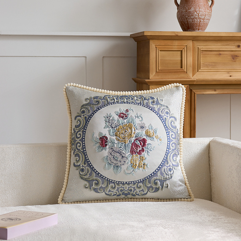 Almohada clásica simple y de alta gama Almohada ligera de lujo Tela antigua Cama Sala de estar Sofá Funda de almohada Cojín con núcleo