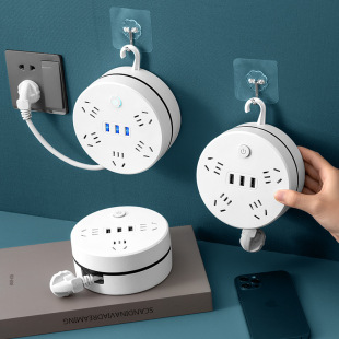 Retractable storage socket with cord patch multi-functional USB patch panel multi-hole patch panel electrical plug pull wiring board