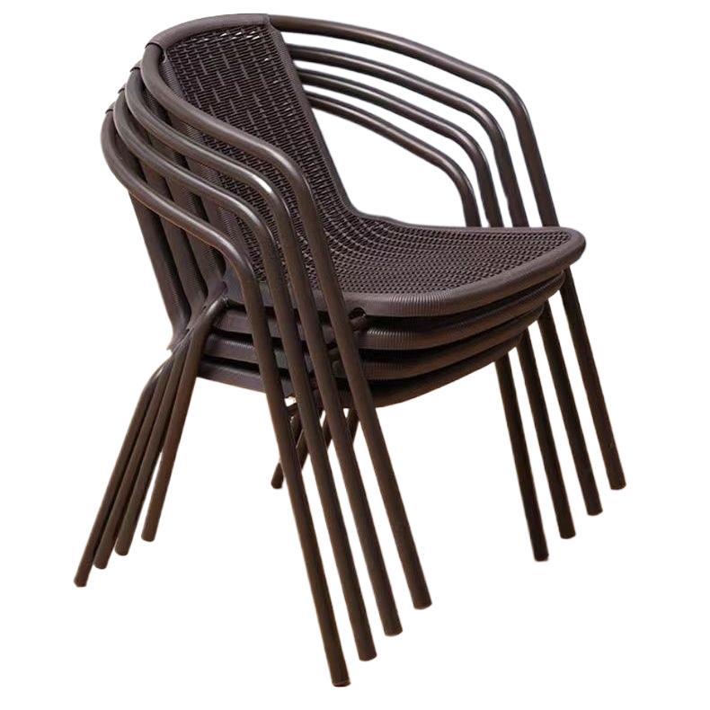 Respaldo de silla en la tienda de té con leche al aire libre balcón al aire libre ocio imitación de silla de Ratán al aire libre silla de comedor comercial apilada en el hogar individual al aire libre