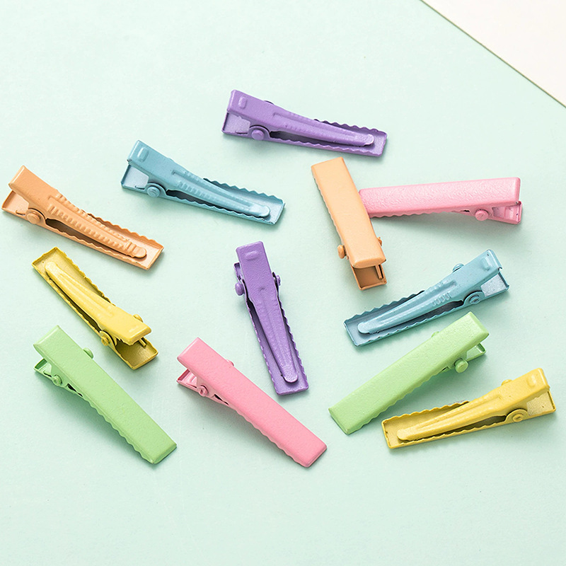 3.2cm 컬러풀한 일자형 클립 DIY 덕빌 클립 헤어핀 바닥 클립 사각형 작은 클립 액세서리 사이드 클립 접착식 액세서리