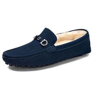 2025 Autumn New Pea Shoes Men's Love British Style Tassel High-grade Slip-on Suede Leather Shoes Lazy Shoes