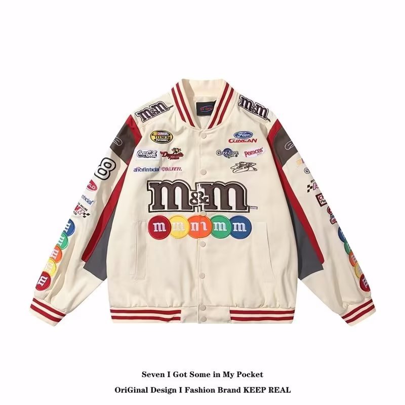 ZCMX primavera Gaojie Heavy Industry bordado costura uniforme de béisbol chaqueta hombres y mujeres hip-hop suelta motocicleta traje de carreras chaqueta