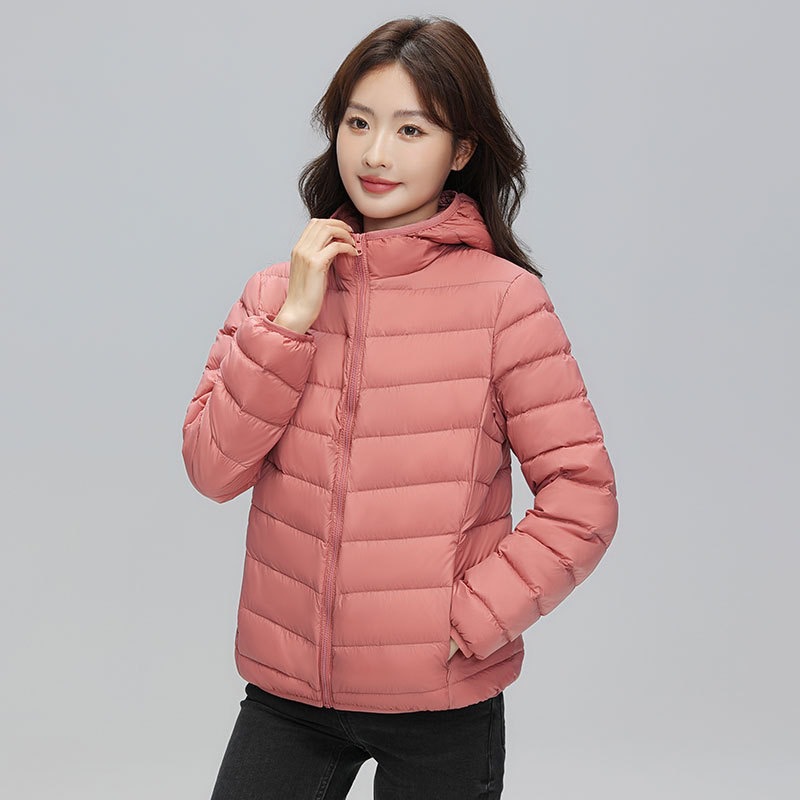 新韩式秋冬女连帽羽绒服90绒新国标轻薄保暖大码短款外套简约百搭