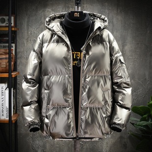 Wholesale overseas e-commerce AliExpress down cotton-padded jacket coat men's ins winter fashion bright coated cotton-padded jacket plus size