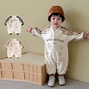 Baby Fashion Jumpsuit 2025 New Autum Baby Patch Cartoon Crawler Suit Newborn Webbing Cartoon Clothes