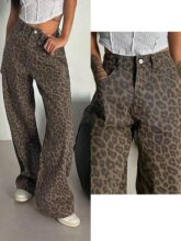 O 13868 Leopard Print Wide Leg Jeans �������ȿ� �羳��Ӧ