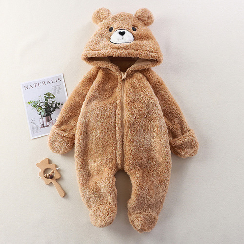 Baby Home One-Piece Suit Autumn/Winter Cute Cartoon Panda Rabbit Bear One-Piece Outing Plush Overcoat