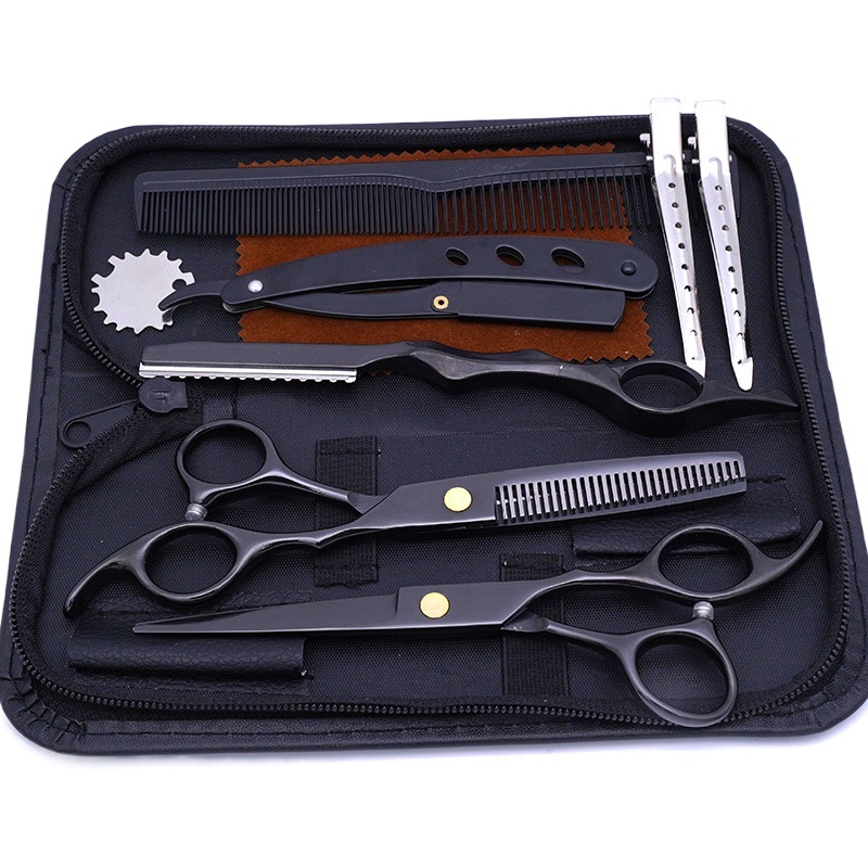 Directo de fábrica de acero inoxidable tijeras del pelo estilista de pelo especial tijeras planas pelo roto fino diente tijeras hogar corte de pelo