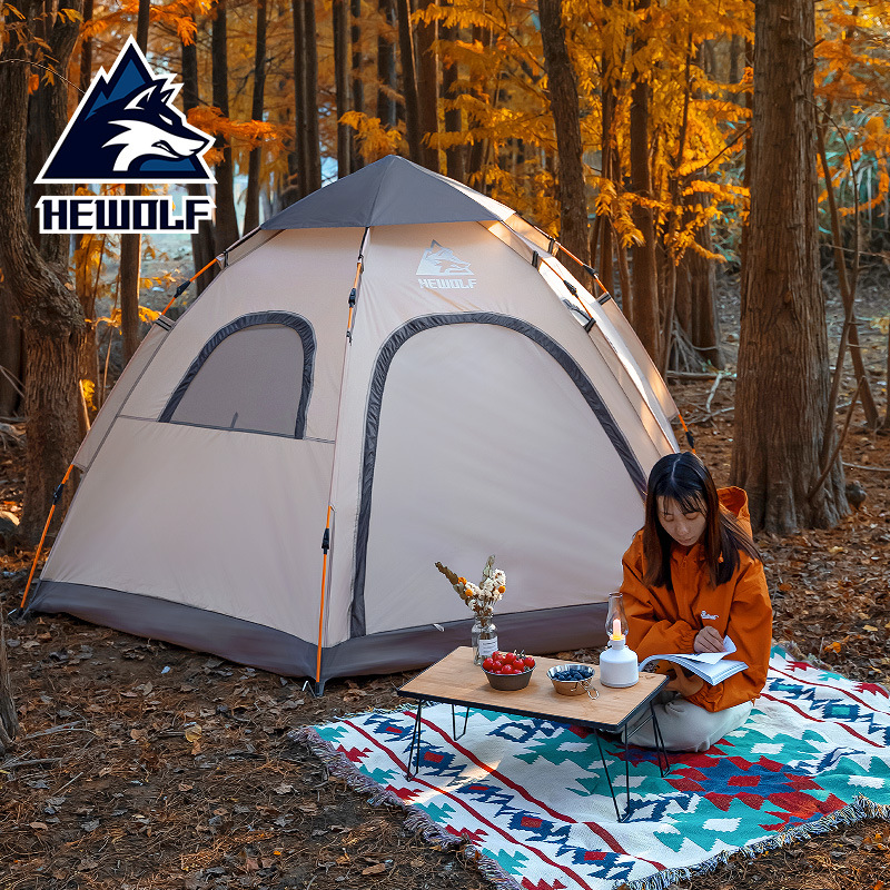 Lobo macho acampar al aire libre tienda automática de apertura rápida hexagonal Parque Ocio tienda multi-Persona Playa sombrilla tienda de campaña