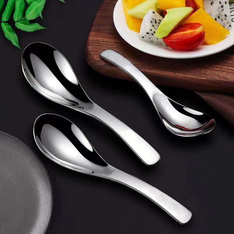 Cuchara de corte 304 cuchara de acero inoxidable cuchara de sopa doméstica engrosada tazón profundo cuchara no magnética hotel al por mayor cuchara para niños