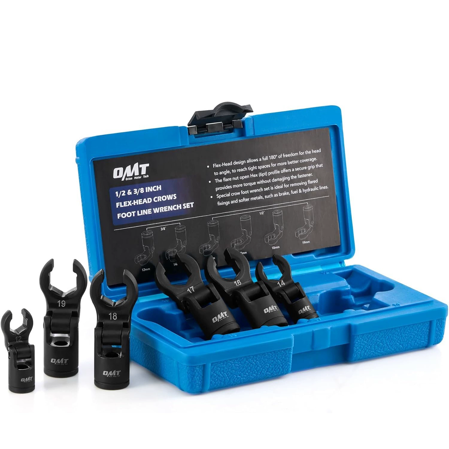 Трансграничный хит продаж, набор ключей для масляных трубок топливного инжектора с подвижной головкой из 6 предметов