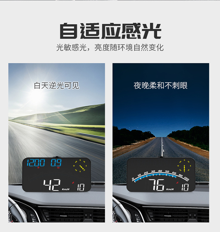 Hud car universal head-up display Beidou GPS speeding alarm mileage car display G10