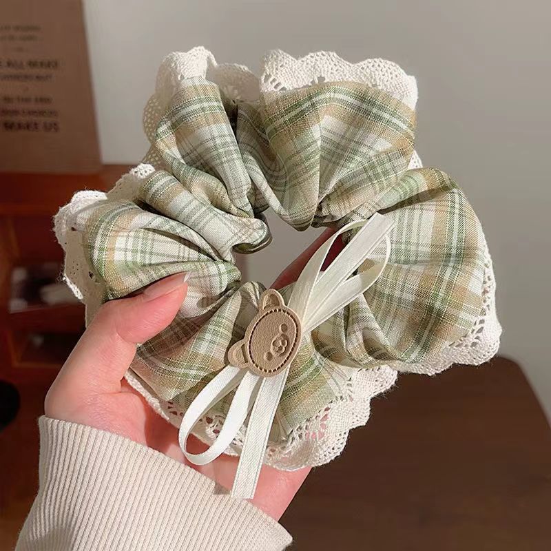 46#곰 활 녹색 격자 무늬