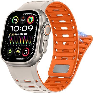 Suitable for Apple Ultra2 Magnetic Silicone Bracelet Strap Apple Watch10 Armor Watch Strap