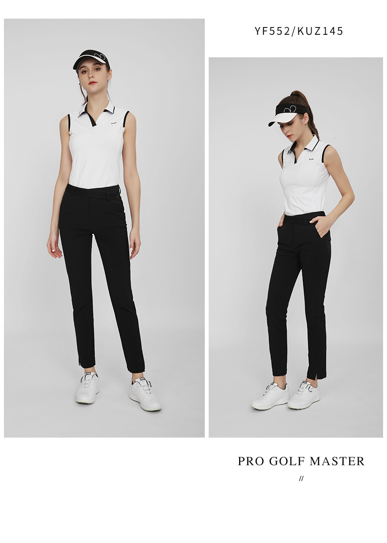 Quần golf nữ dài tôn dáng PGM co giãn cao thắt lưng lưới — KUZ145-màu trắng, KUZ145-Kaki, KUZ145-Màu đen chi tiết 11