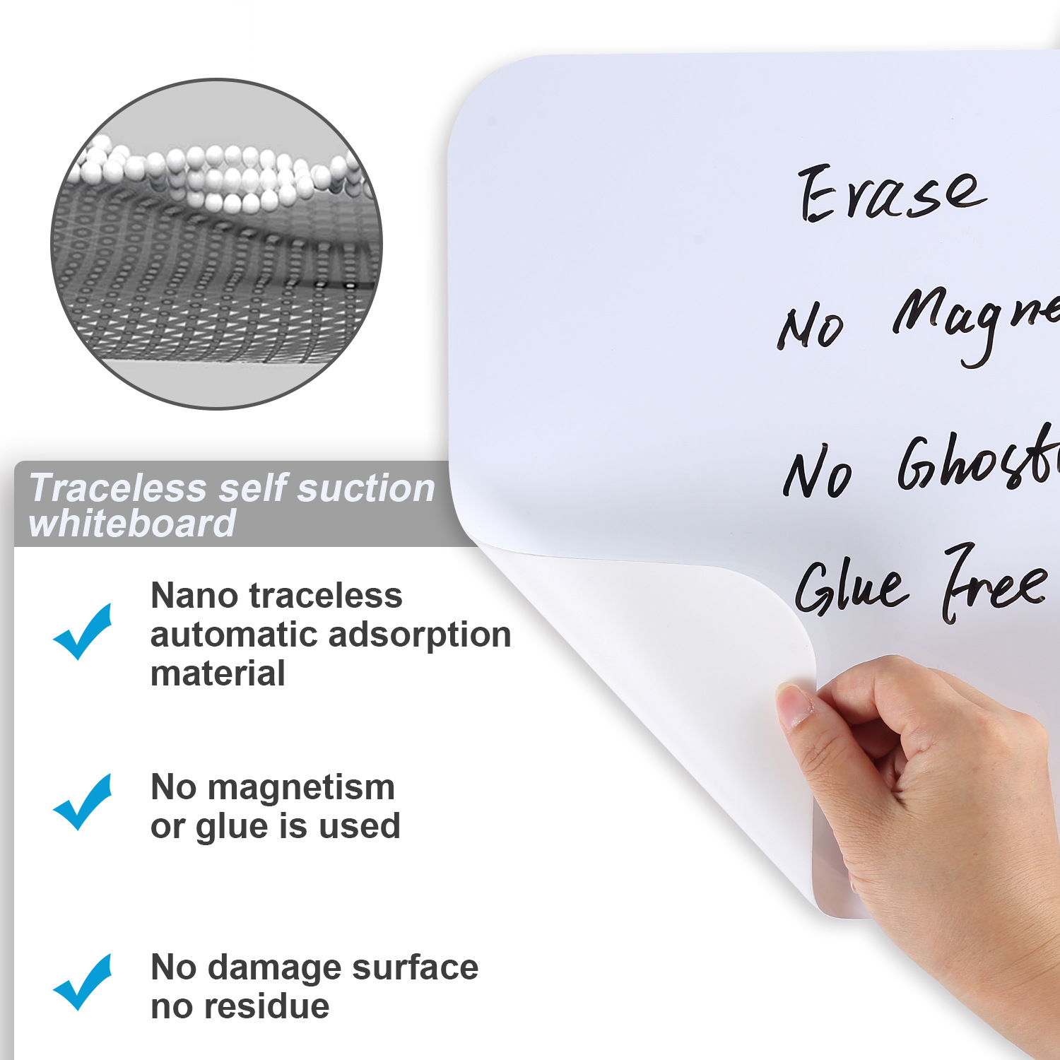 A4A3无磁性干擦软白板冰箱贴留言板计划表写字板反复粘贴可水洗
