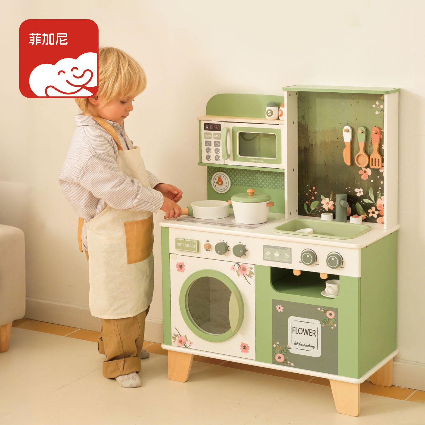Figani para niños, cocina de la casa, cocina de madera para bebés, juguetes educativos, regalo de cumpleaños, juego de simulación de madera