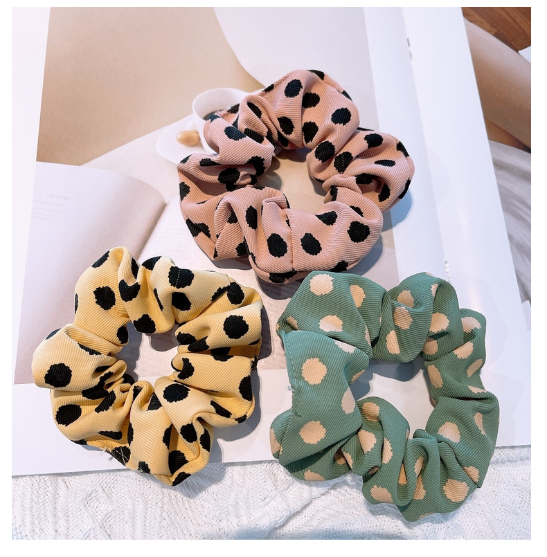 15g Weight Headwear Classification Birthday Occasion Geometric Pattern Women'S Gender Retro Style Khaki, White, Green, Blue, Yellow, Black Color Korean Retro Letter Wave Dot Hair Scrunchies 21