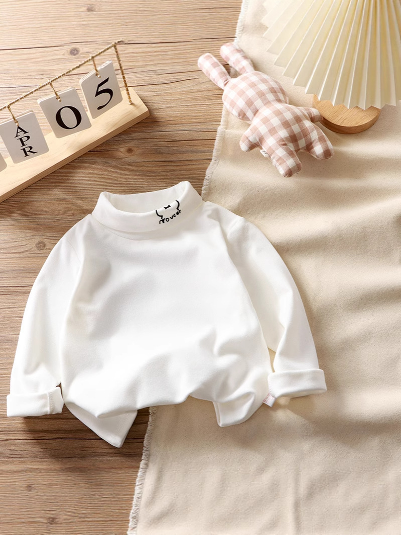 Camisetas térmicas para niños, capa base de manga larga con cuello vuelto, camisa fina de capa base, camisa de una sola pieza para niñas, otoño e invierno.