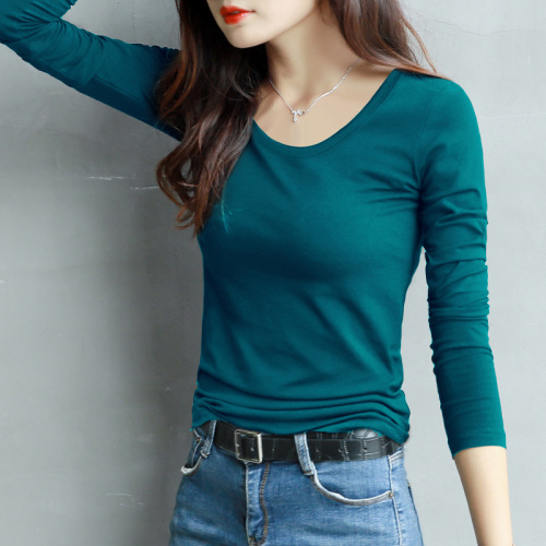 Black base shirt women inner long sleeve t-shirt women slim fit 2025 early spring women round neck top