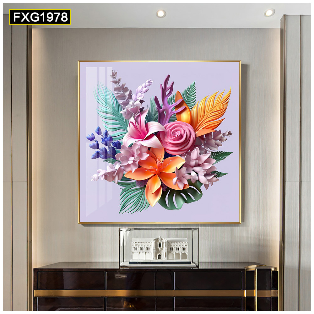 Pintura decorativa moderna de lujo ligero de alta gama sala de estar atmósfera de alto nivel sala de comedor mural arte abstracto cuadrado porche colgante pintura
