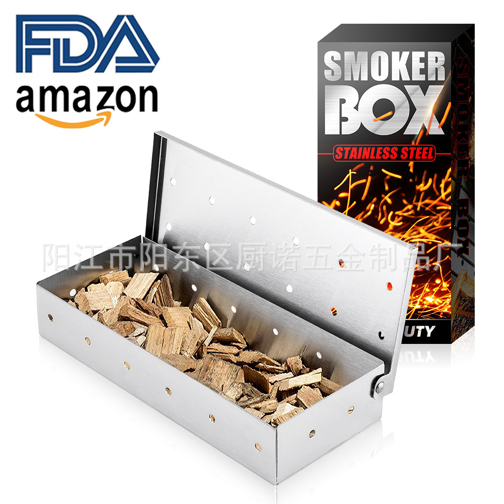 Bbq Tools Stainless Steel Smoker Box Fruit Wood Box Smoked Meat Box Bbq Matching Smoke Box Smoker Box