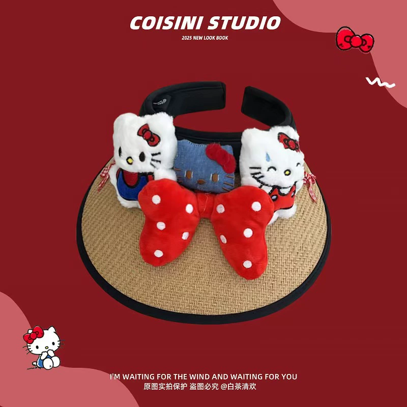 Cute summer hat with bow solar-powered, sun protection