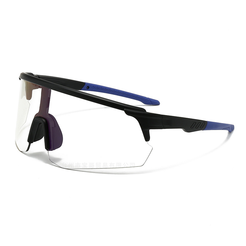 新品ハーフフレームスポーツ変色メガネアウトドアランニングワンピースレンズサングラス自転車騎乗防風サングラス