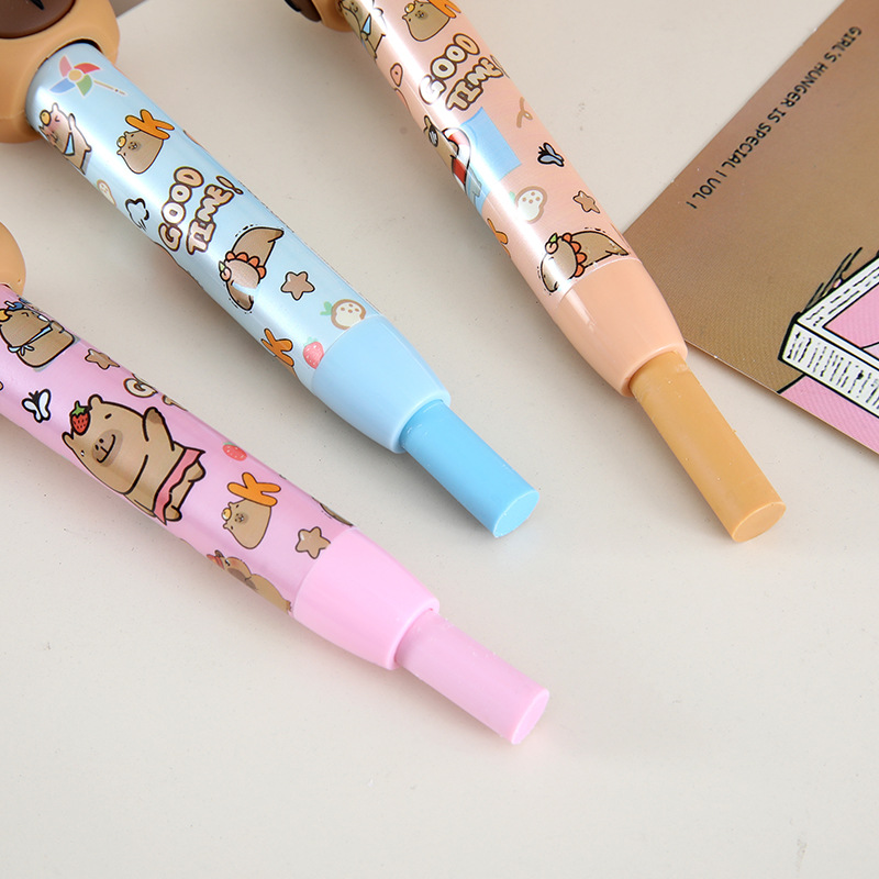6331 carpi conejillo de indias borradora de dibujos animados pulsar caja de alto valor de la cara tipo bolígrafo borradora de empuje