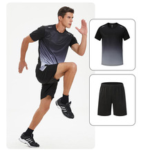 健身衣服男速干夏季冰丝短袖T恤运动套装跑步服套装夏天篮球装备