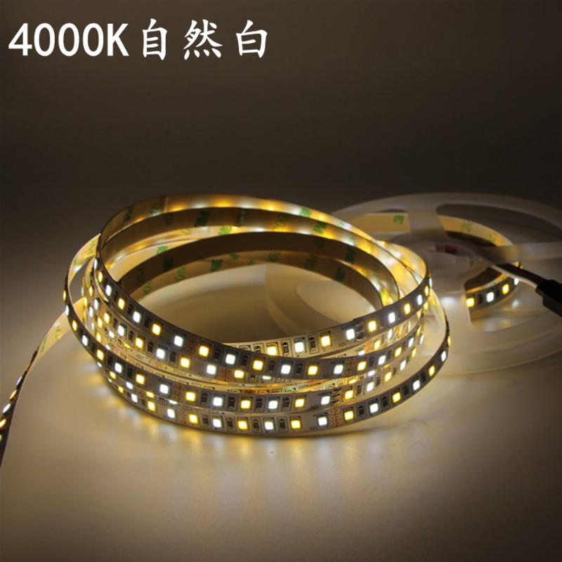 Tira de luz LED flexible de doble color con temperatura de 12V 2835, 100-120 luces, tira de luz bicolor fría y cálida con interruptor de temperatura, exclusivamente para suministro transfronterizo.