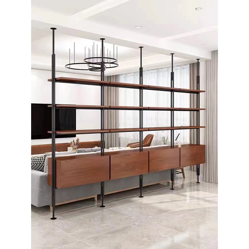 Italian Minimalist Iron Bookshelf Storage Rack Floor-Standing Multi-Layer Storage Rack Modern Living Room Entrance Partition