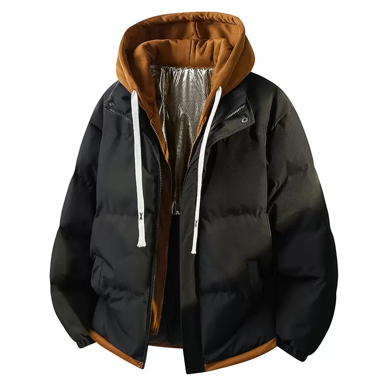 秋冬季新款时尚户外棉服青少年男宽松休闲连帽保暖羽绒棉衣外套