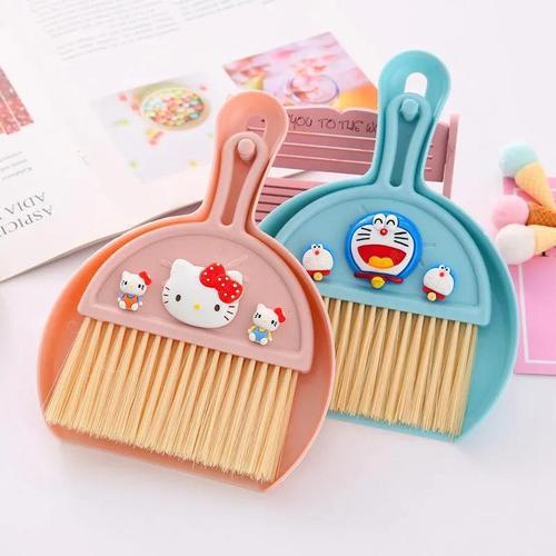 Small broom and dustpan set for household desktop cleaning, cute sweeping garbage shovel, cartoon children's mini broom broom