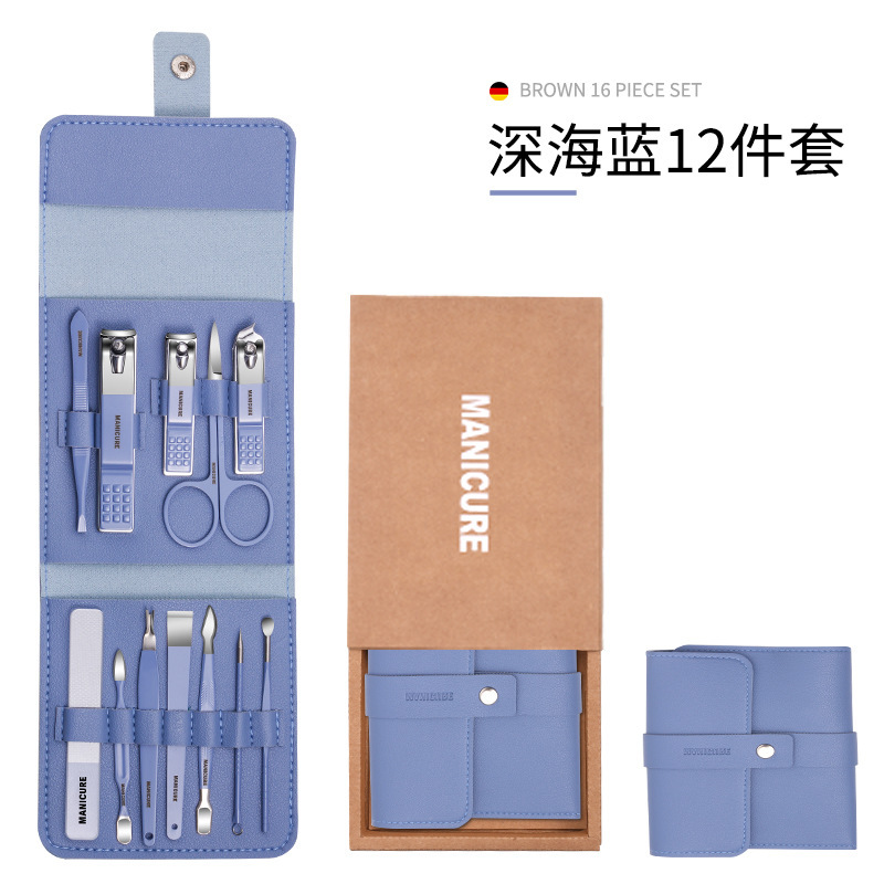 Kit de herramientas Pedicer 16 acero inoxidable Nail Cutter Kit Nail Cutter cucharas de orejas tijeras de piel muerta tijeras de uñas inclinadas
