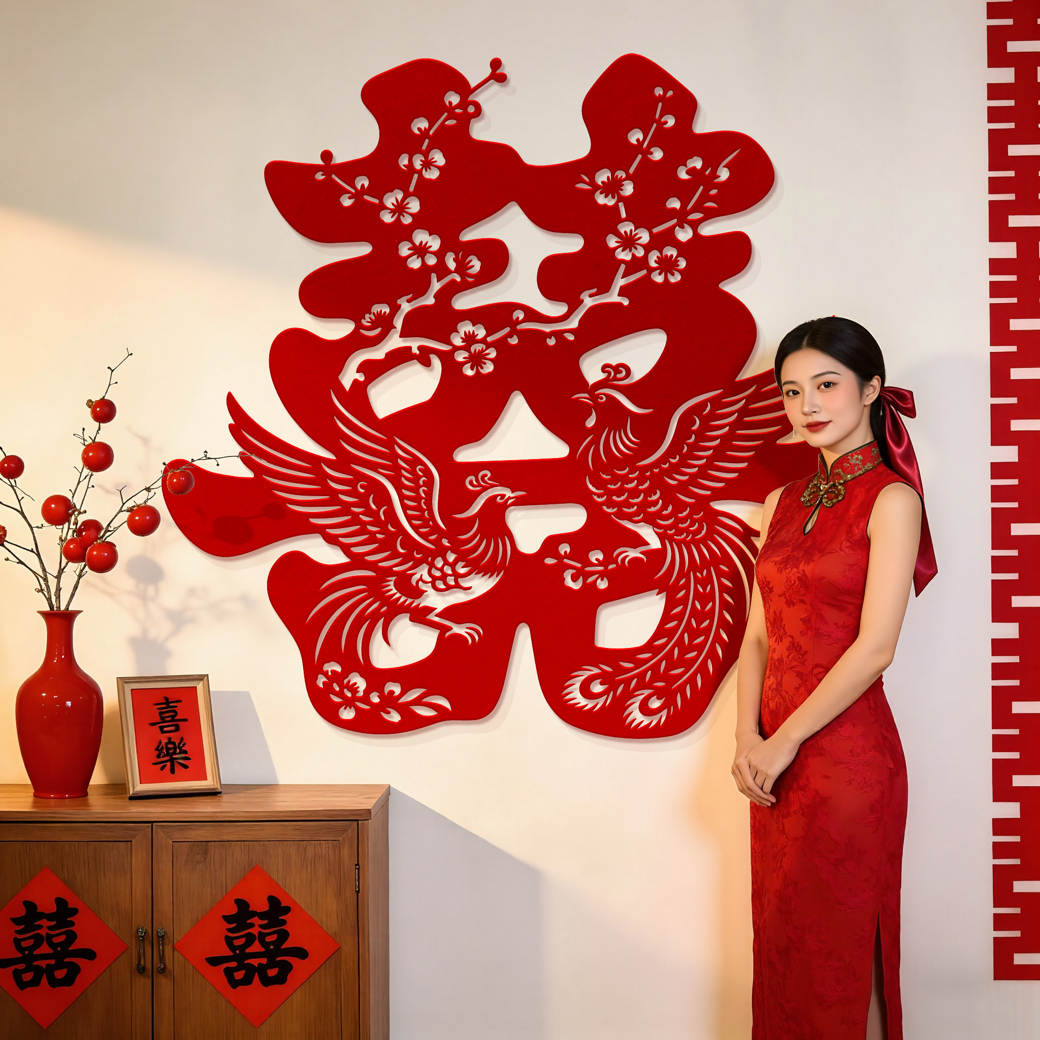 2026新款超大喜字贴结婚专用婚房背景墙拍照装饰囍字墙贴婚礼布置
