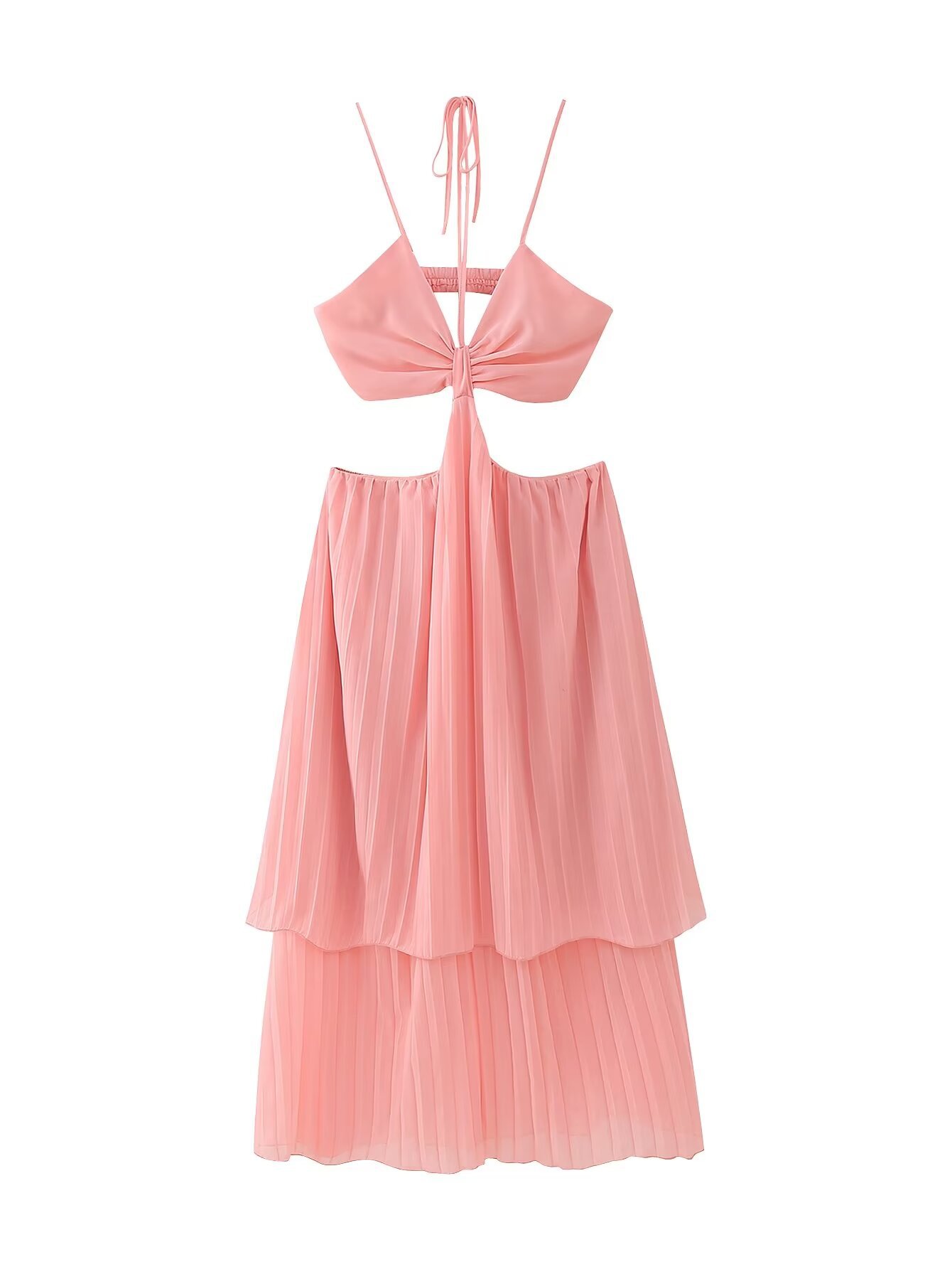 Cross-border Women's 2024 Spring and Summer New European and American Style Fashion Sexy Strap Pleated Sleeveless Chiffon Dress Wholesale