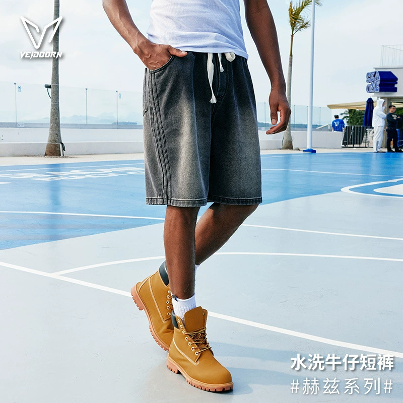Мужские джинсы Weidong Hertz, новинка 2025 года, летние модные спортивные шорты в стиле ретро, ​​свободные повседневные прямые брюки