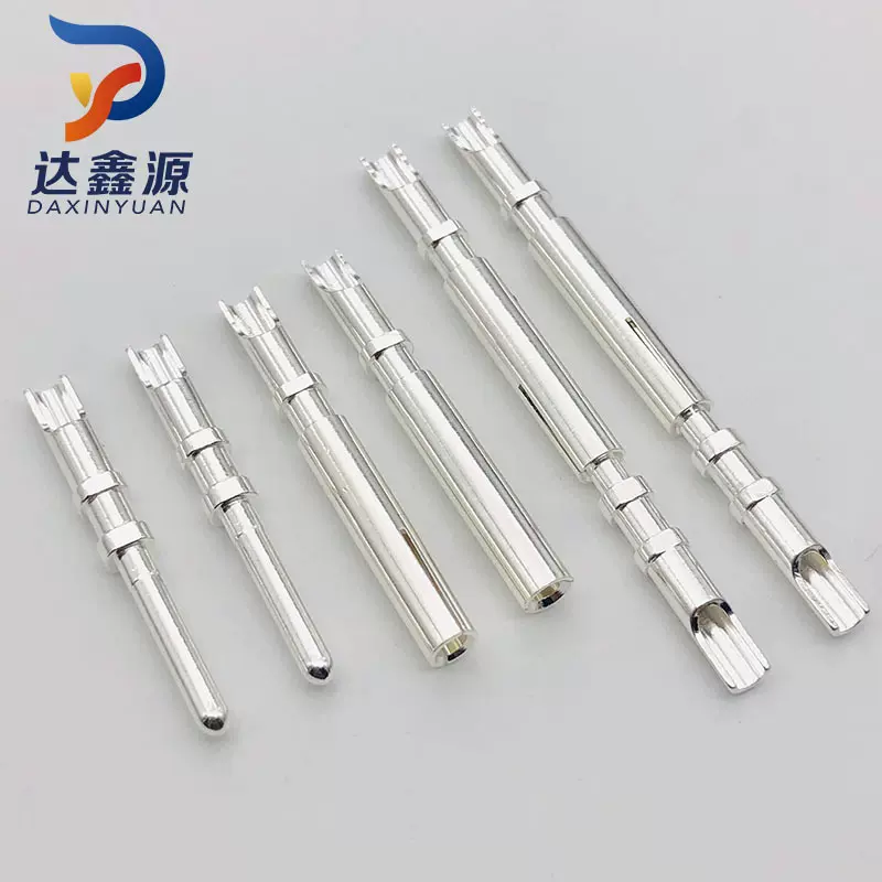 2.4镀银公母插针插孔pin针连接器公母端子环保黄铜开槽母孔