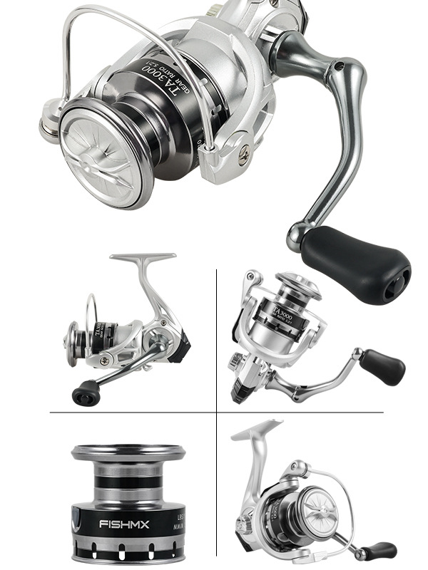 Carrete de pesca giratorio con manivela totalmente metálica, carrete de pesca con cabezal metálico, carrete para línea de pesca, carrete para señuelos, carrete para caña de mar, carrete de pesca para pesca en mar y pesca en roca, transfronterizo.