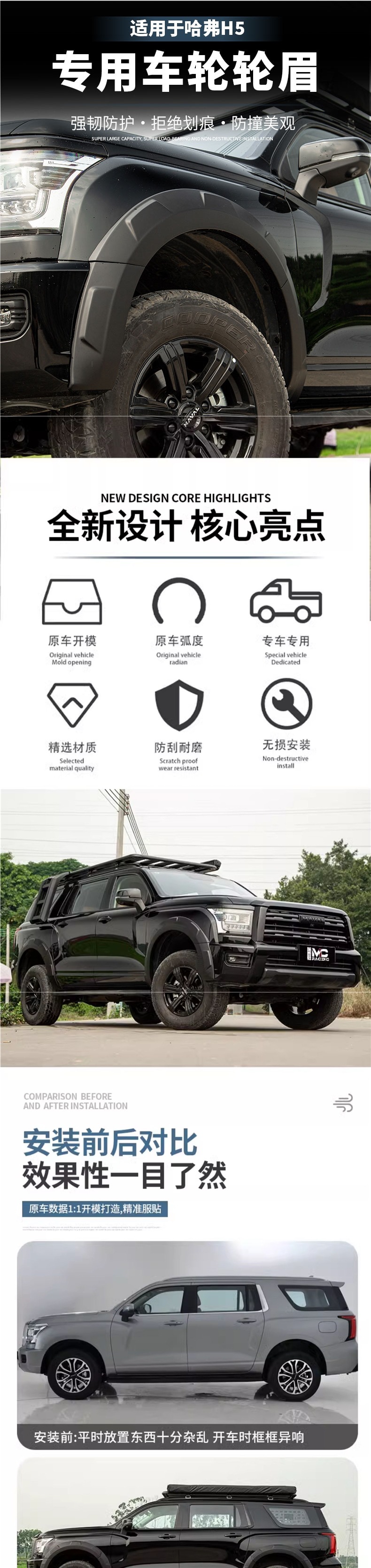 Suitable for 2023-2025 Haval H5 wide-body wheel arches, new Haval H5 modified off-road vehicle wheel body fender trim