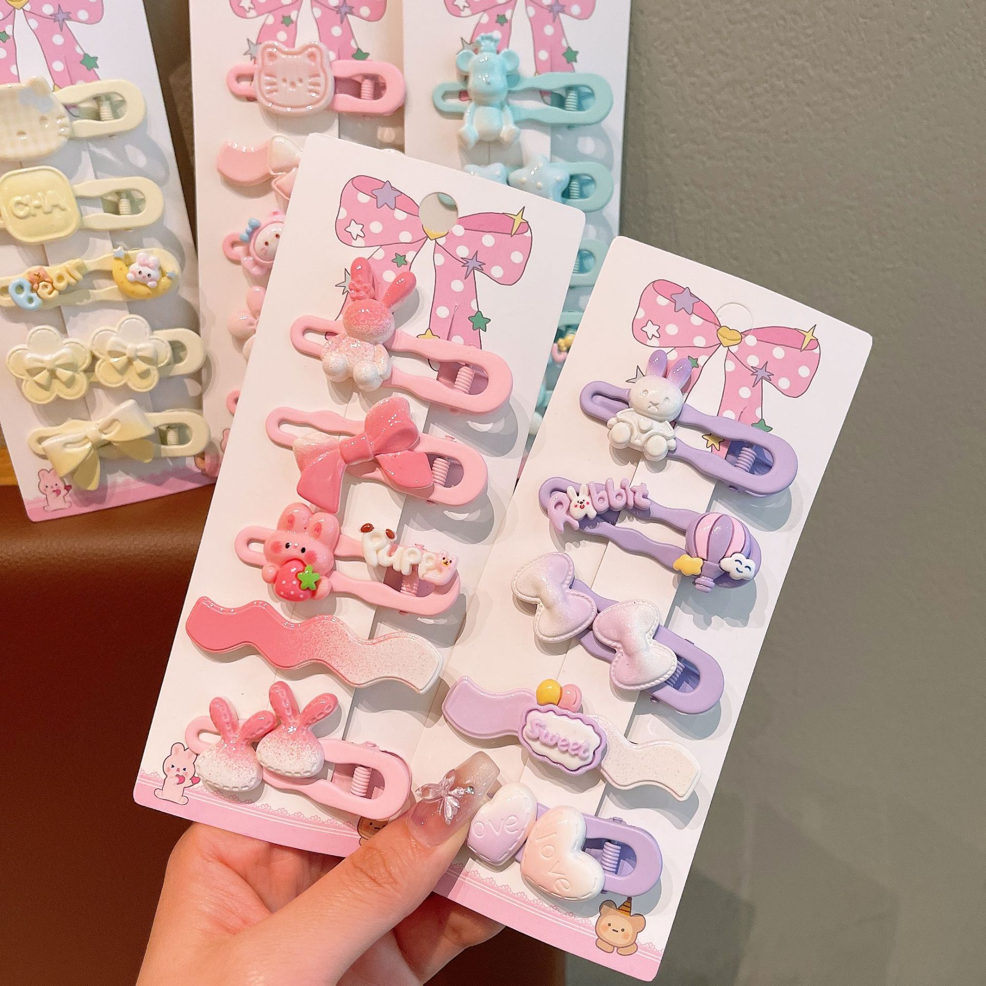 Niños nuevos clip de boca de pato niñas dopamina dibujos animados coloridos conejo gato clip de pelo estudiante dulce clip de pelo roto