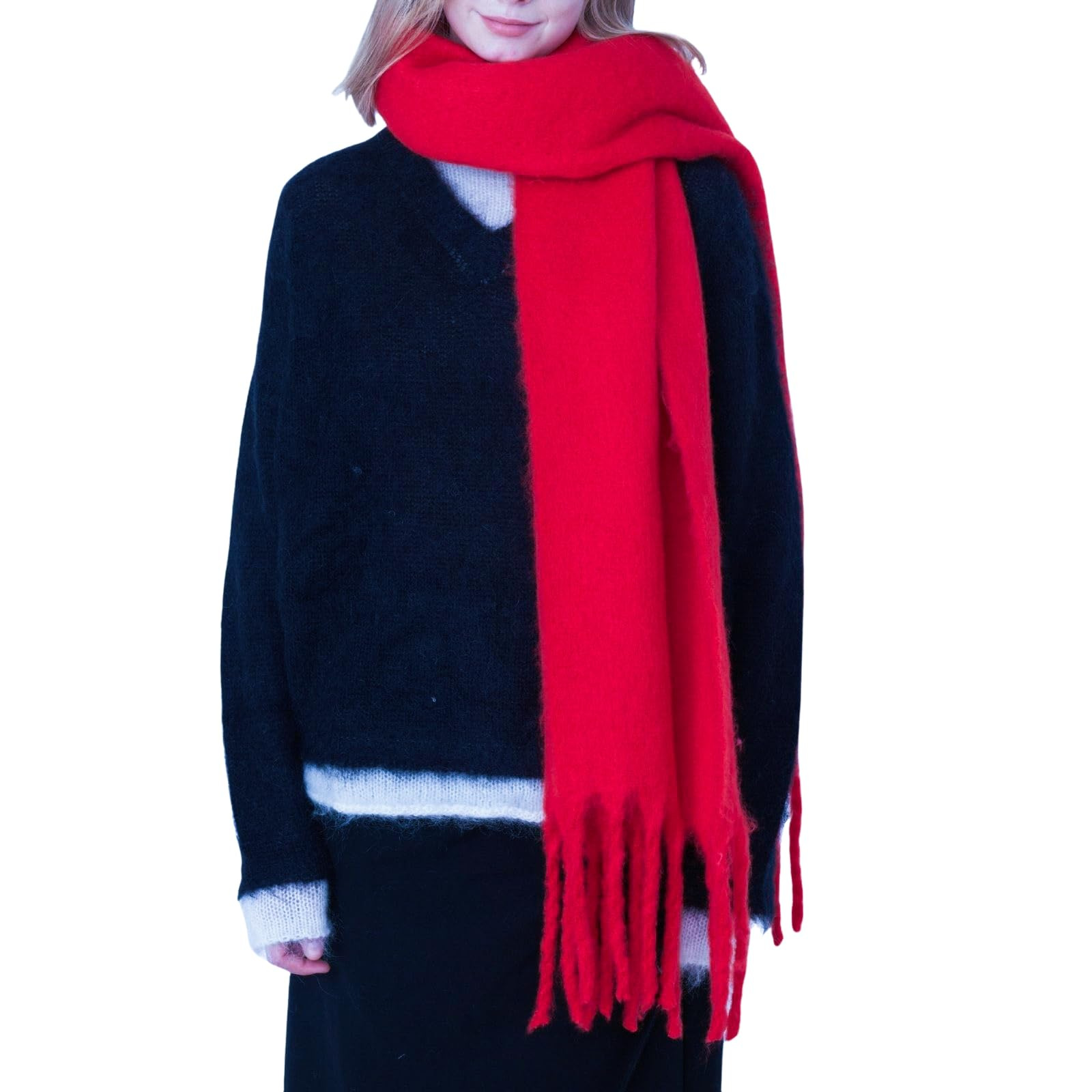 Invierno transfronterizo engrosado en color macarón cálido para mujeres super grandes bufandas de trenza de color sólido bufandas de cuello